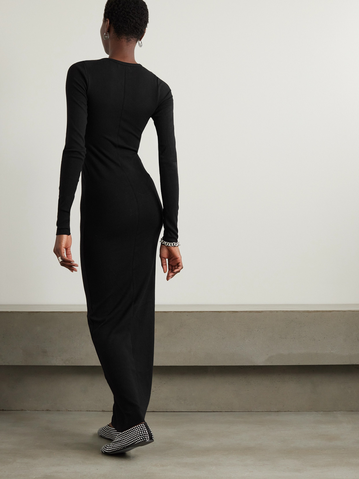 Éterne Ribbed Stretch-jersey Maxi Dress In Black