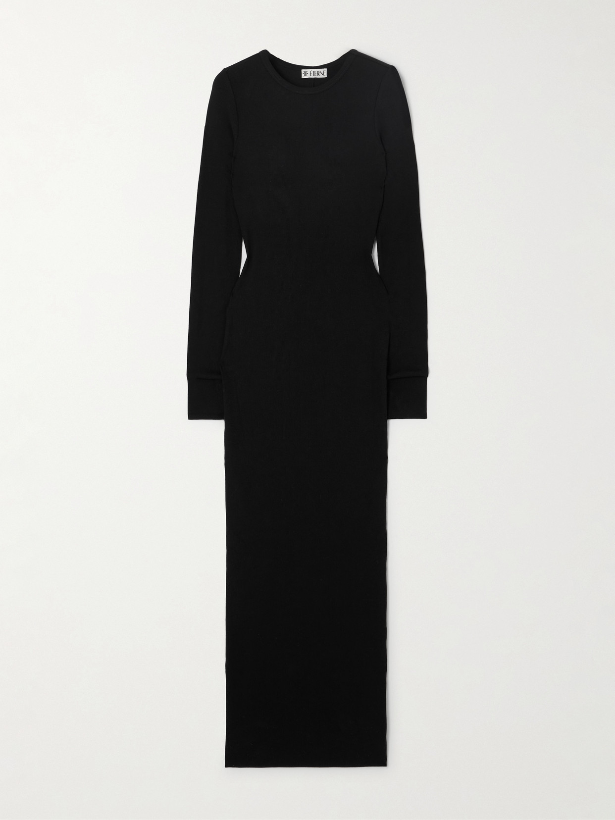 Shop Éterne Ribbed Stretch-jersey Maxi Dress In Black