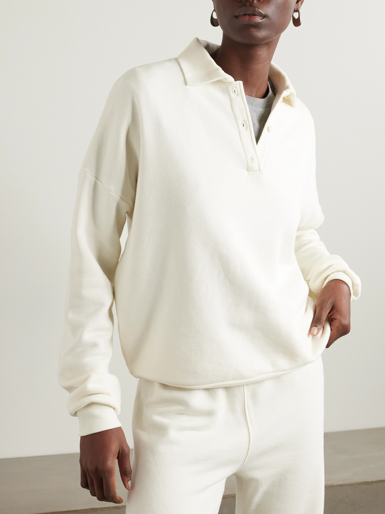 Éterne Embroidered Cotton And Modal-blend Terry Sweatshirt In Cream