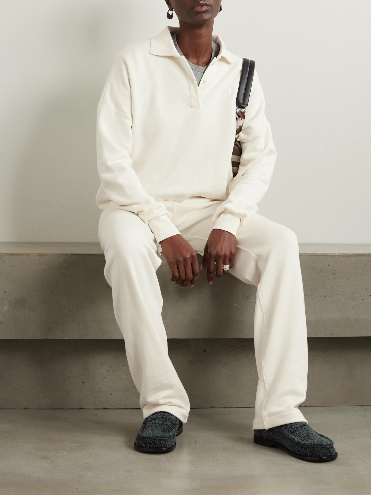 Éterne Embroidered Cotton And Modal-blend Terry Sweatshirt In Cream