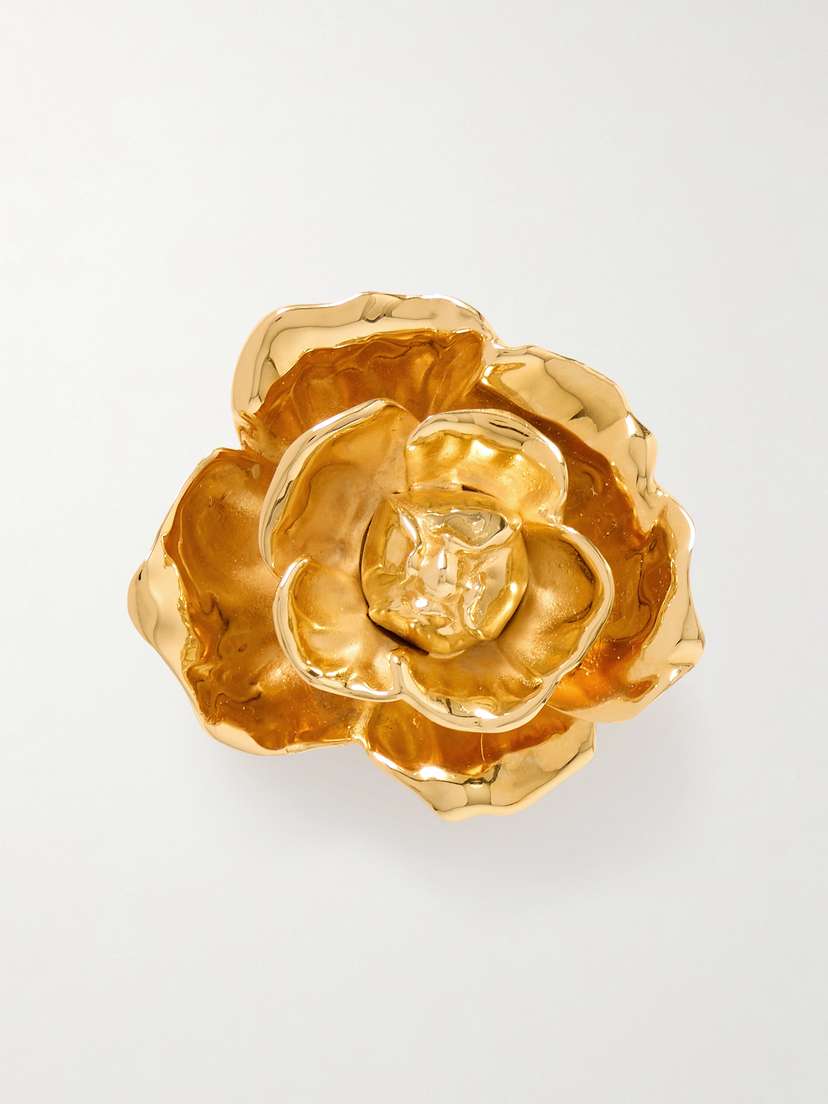 Oscar de la Renta Gardenia Gold-tone Brooch
