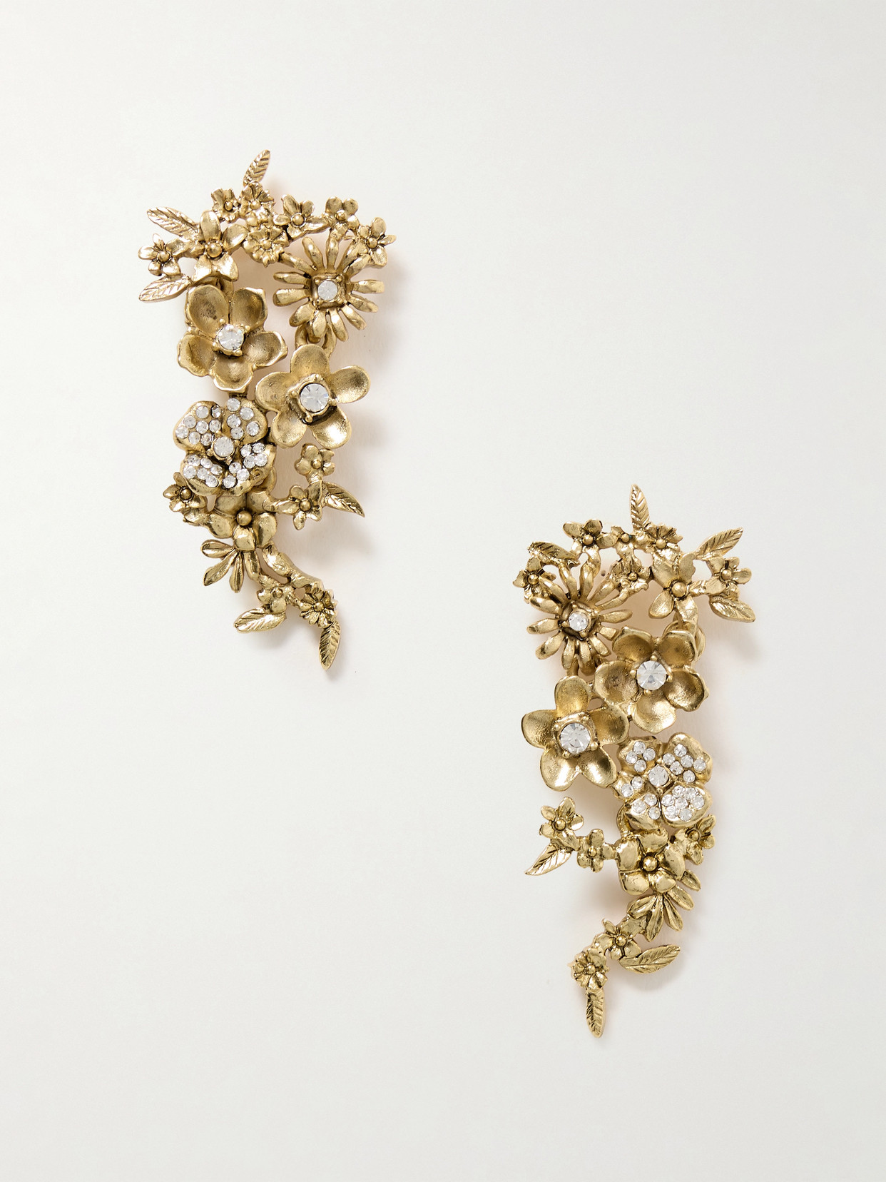 Oscar de la Renta - Flower Garden Gold-tone Crystal Earrings - One size