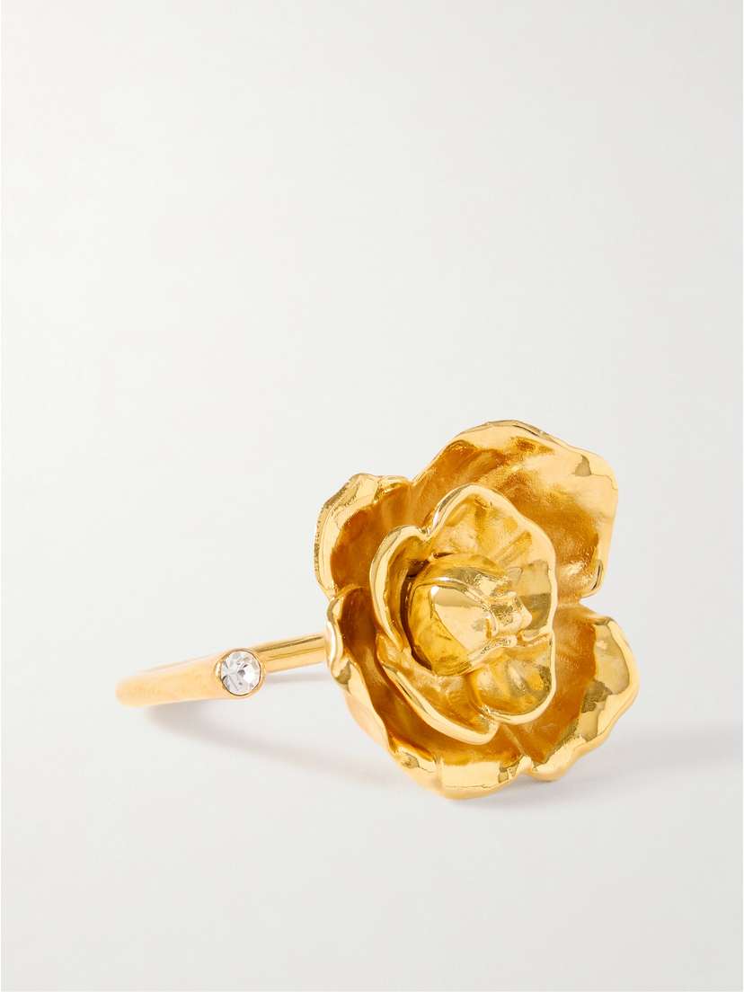 Oscar de la Renta Gardenia Gold-tone Crystal Ring