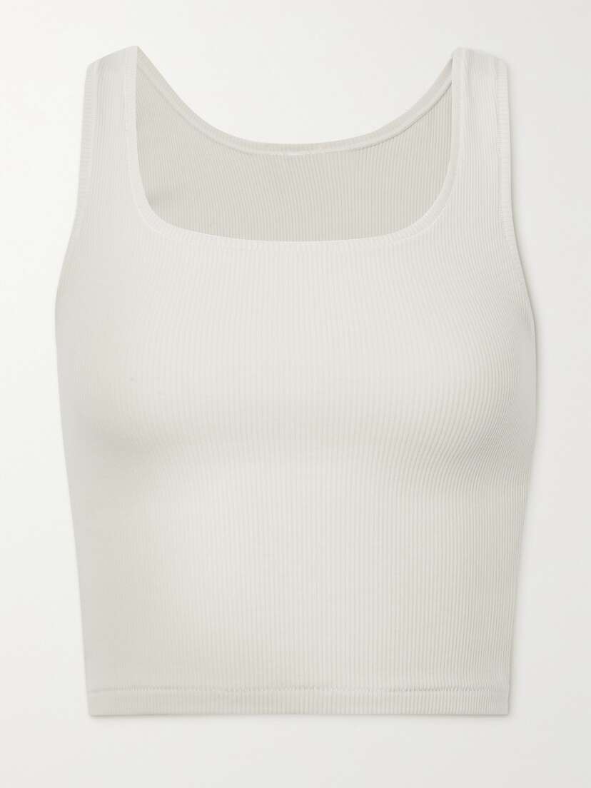 Skims Ribbed Cotton-blend Jersey Tank - Bone