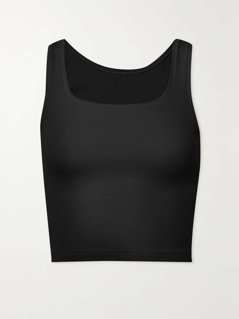 Skims Ribbed Cotton-blend Jersey Tank - Soot