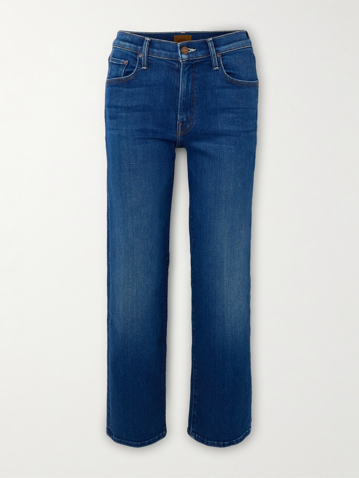 Mother The Rambler Zip Mid-rise Wide-leg Stretch Jeans In Blue