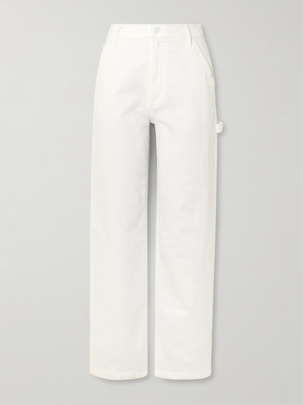 Shop Mother The Stud Finder Sneak High-rise Straight-leg Jeans In White