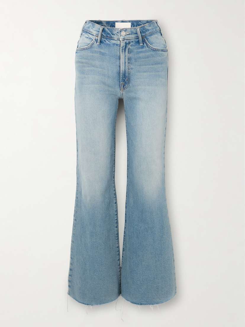 Mother The Hustler Roller Frayed High-rise Wide-leg Jeans