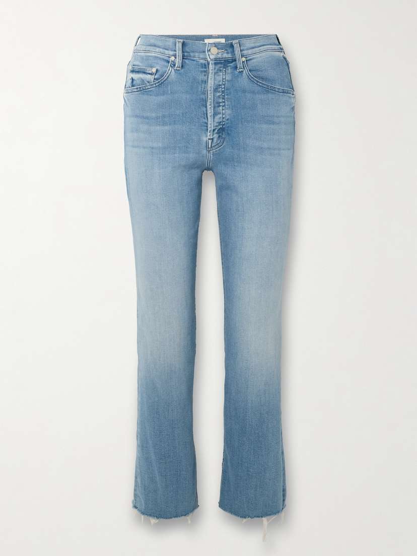 Mother The Tripper Frayed High-rise Straight-leg Jeans