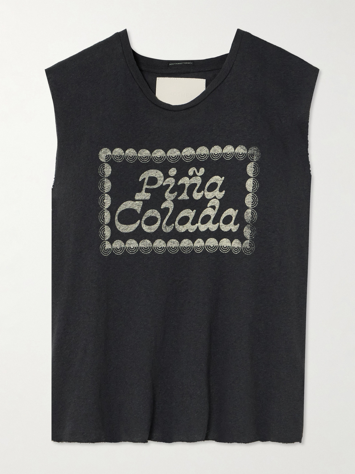 Mother The Lil Goodie Goodie Frayed Printed Cotton-jersey Tank In Gray