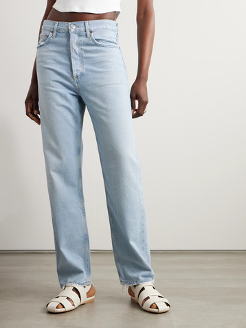 Agolde 90's distressed mid-rise straight-leg organic jeans