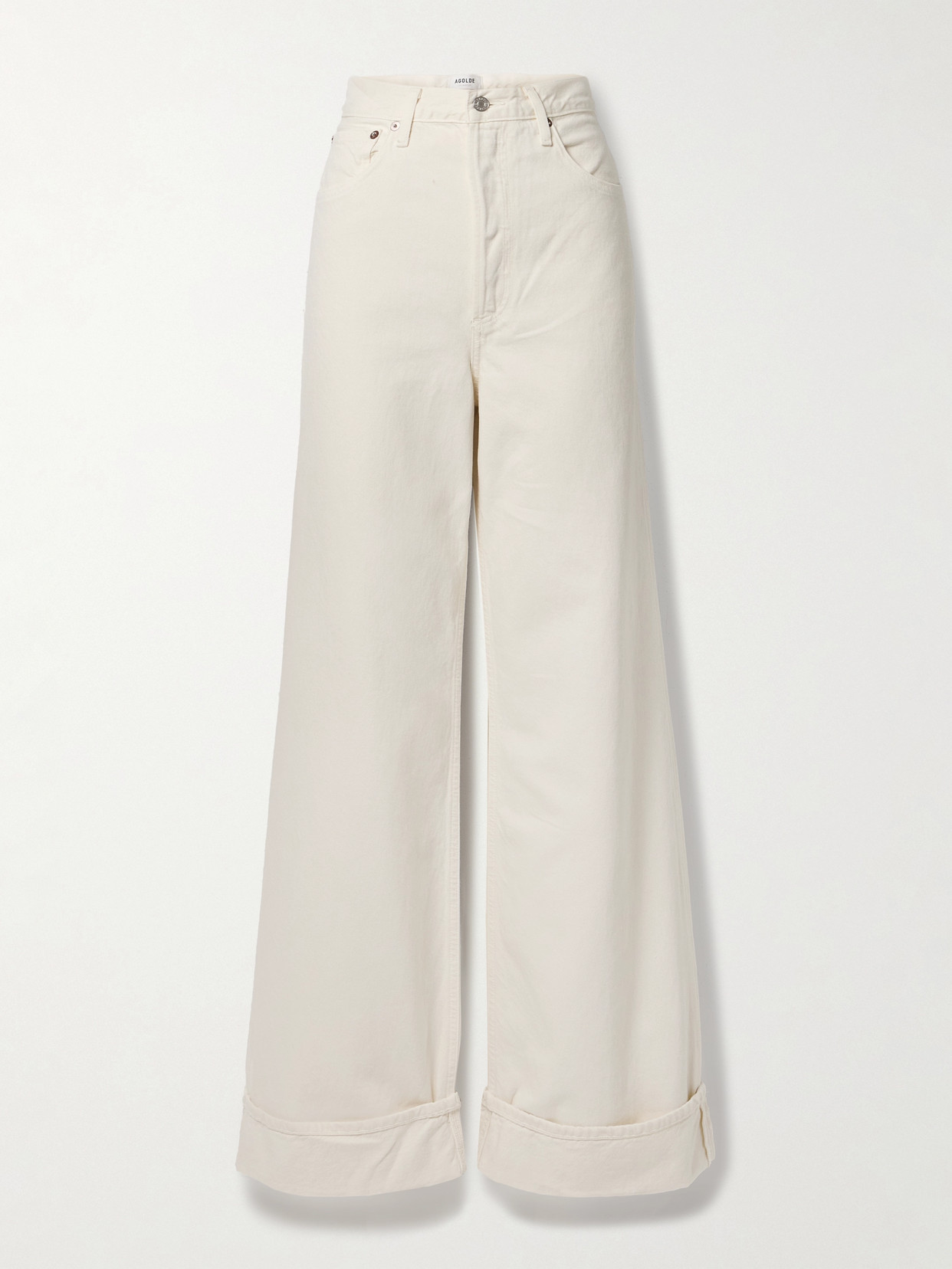 Agolde Dame High-rise Wide-leg Jeans In Cream