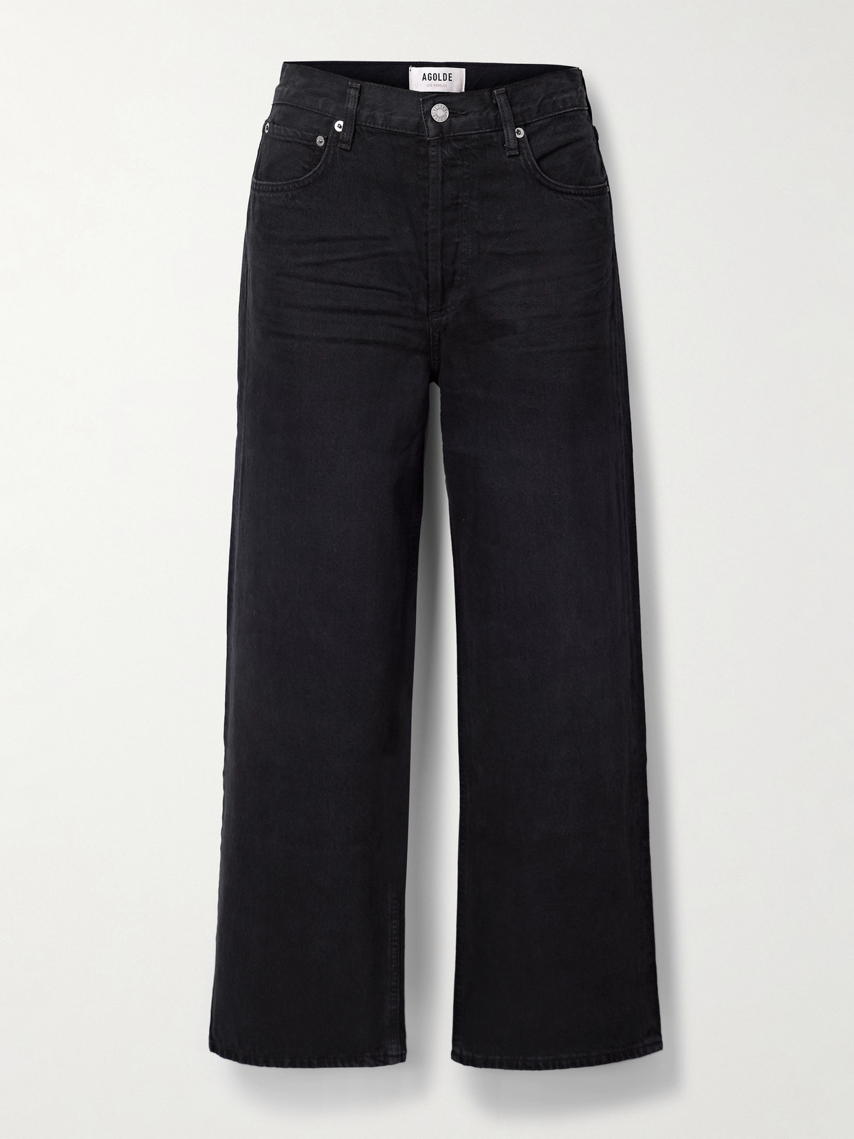 Agolde Ren High-rise Wide-leg Organic Jeans In Black