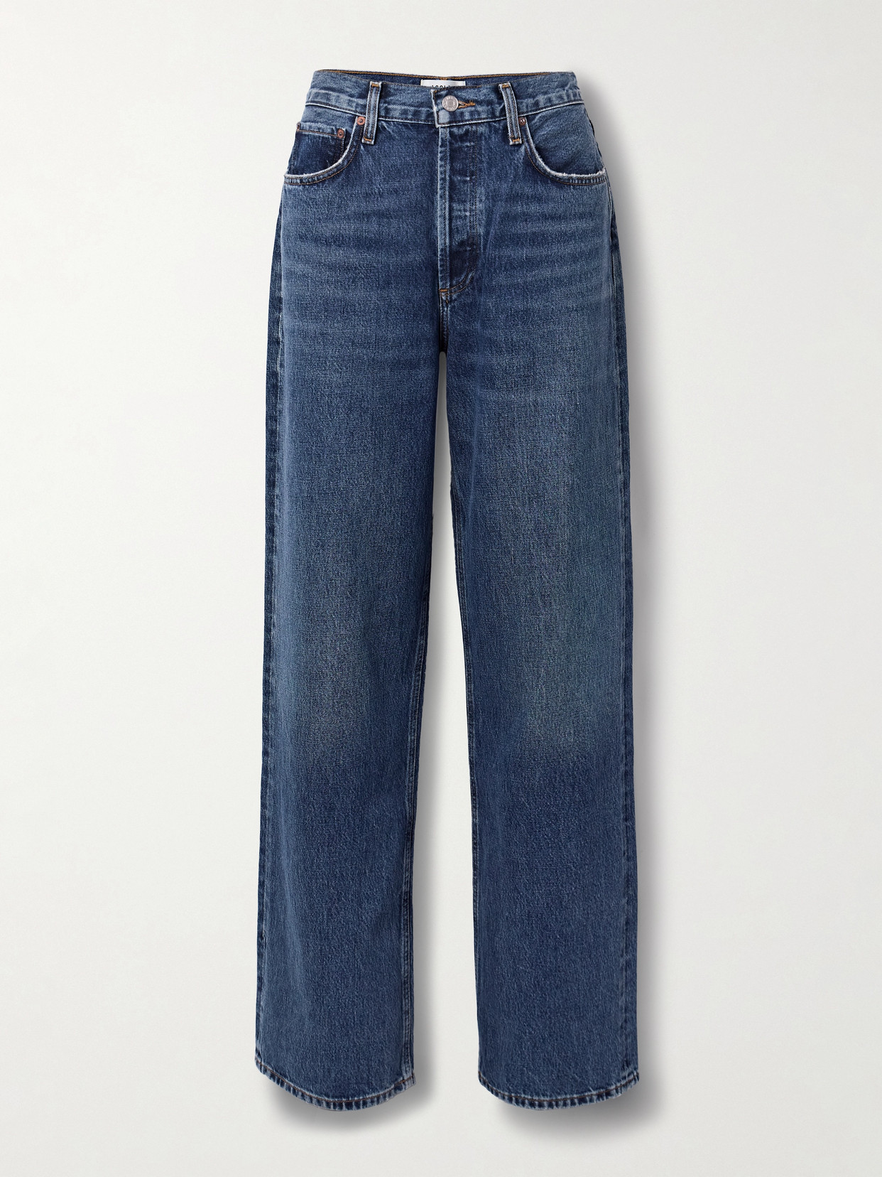 Agolde Low Slung Puddle Low-rise Jeans In Blue