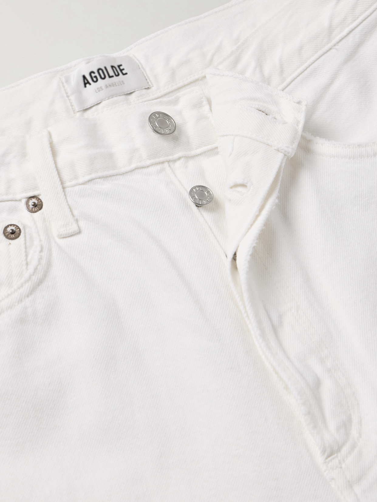 Shop Agolde Luna Frayed High-rise Barrel-leg Jeans In White