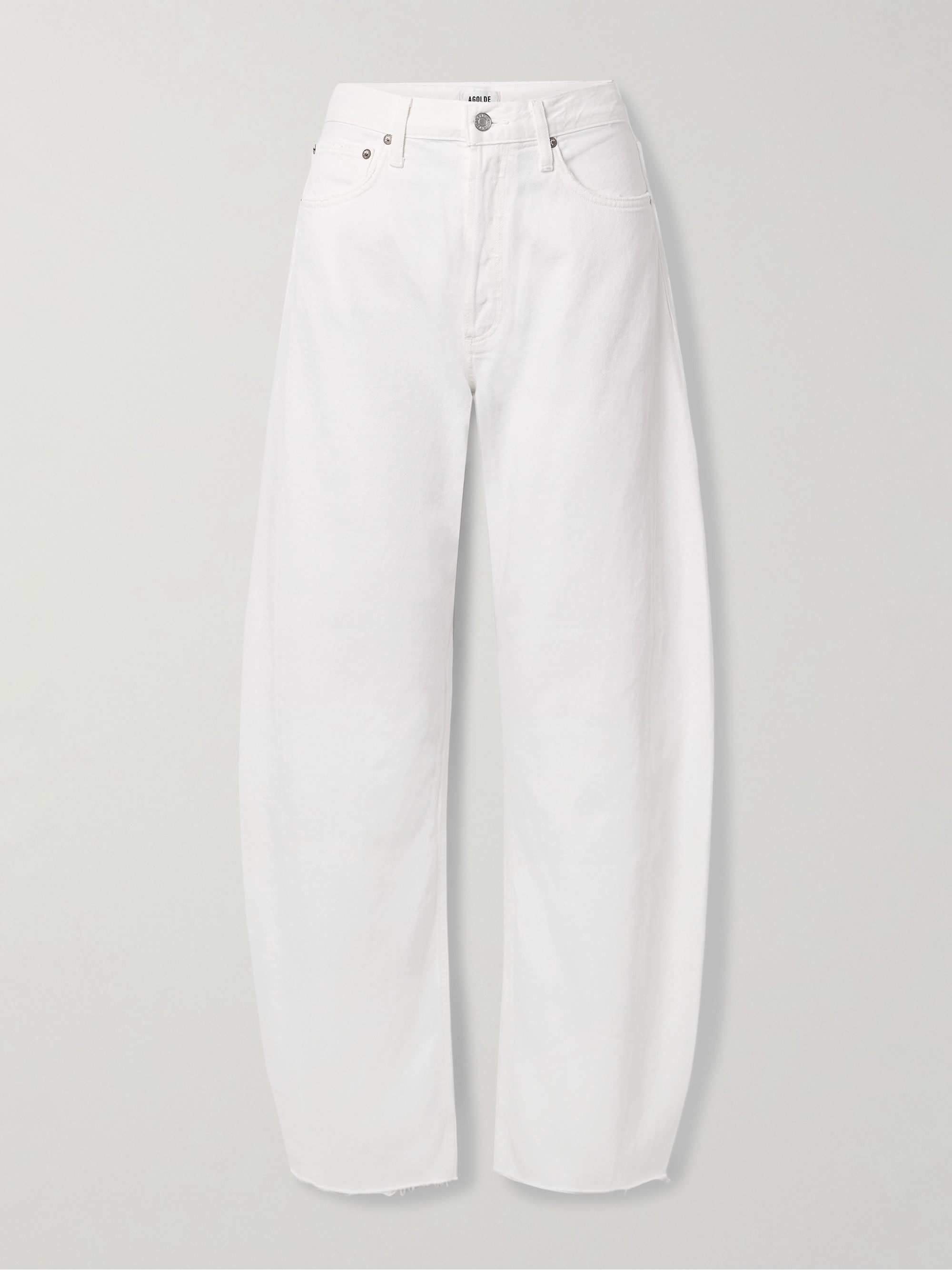 Agolde Luna frayed high-rise barrel-leg jeans