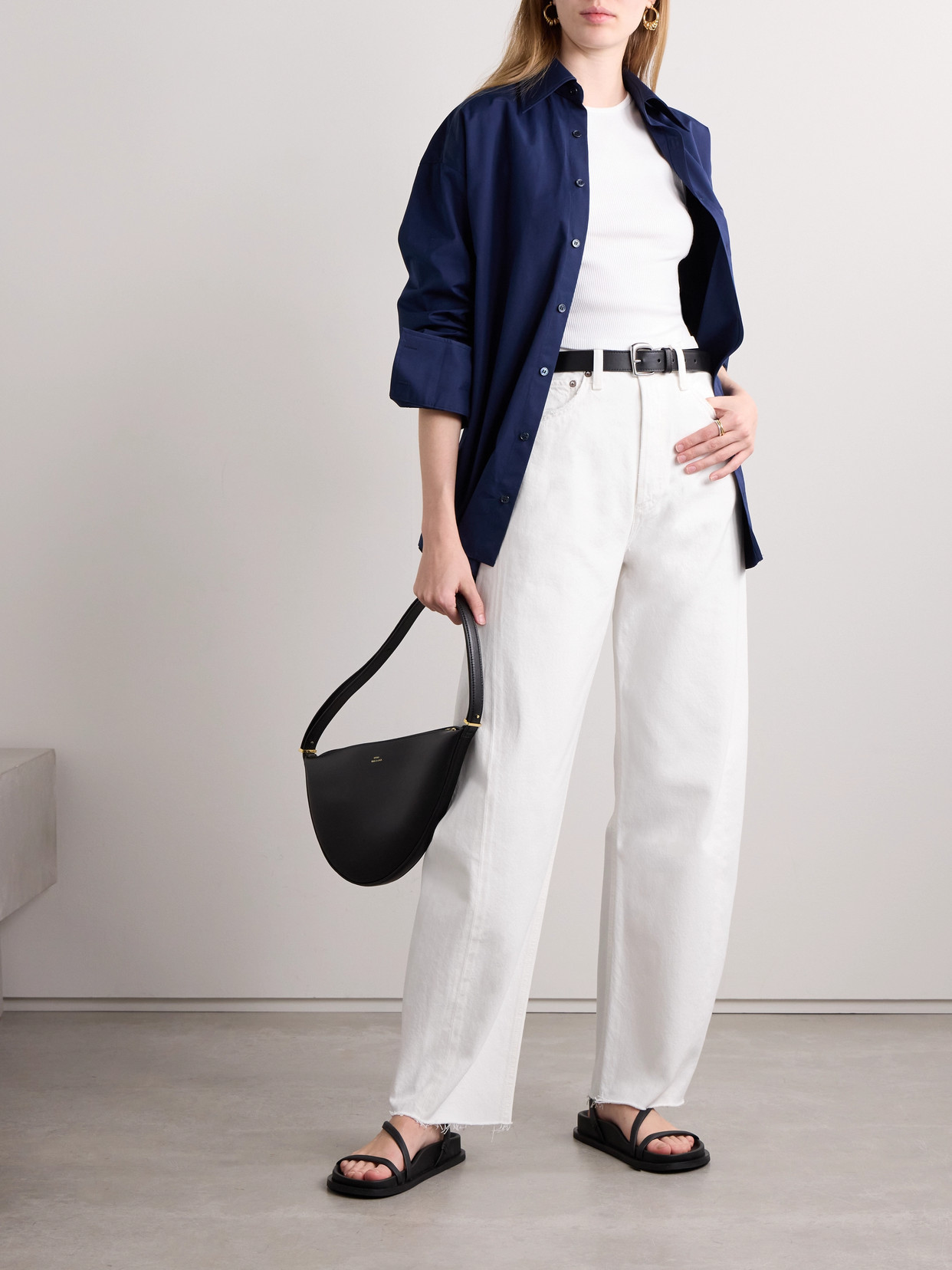 Agolde Luna Frayed High-rise Barrel-leg Jeans In White