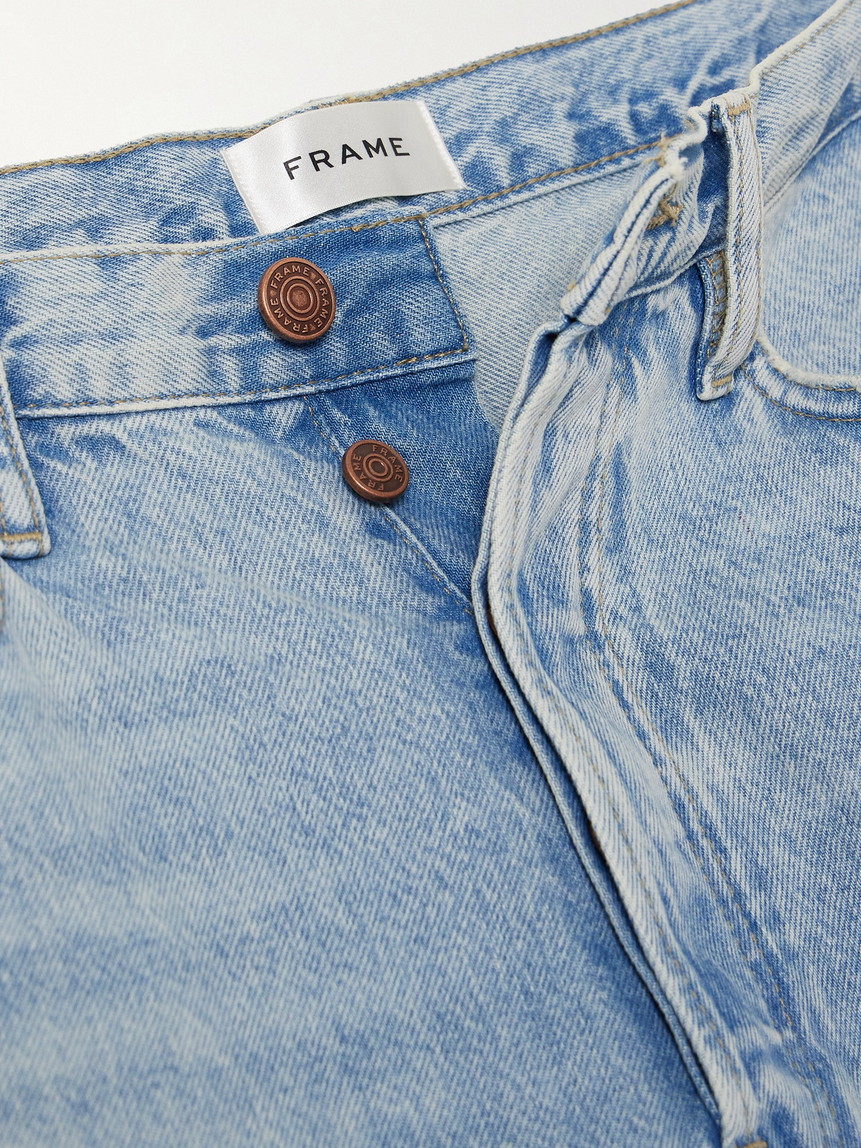 Frame Le Low Baggy Distressed High-rise Wide-leg Jeans In Blue