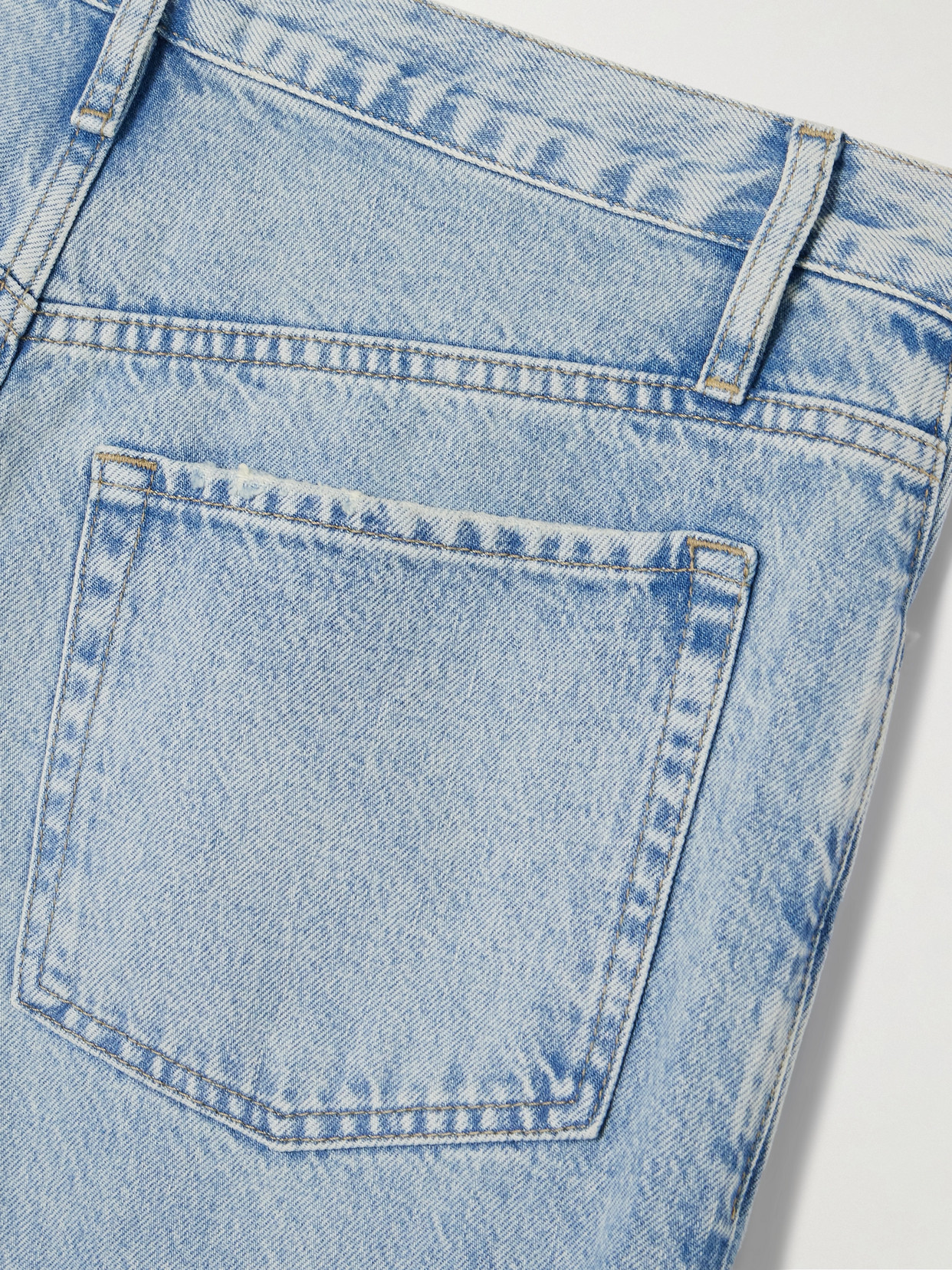 Frame Le Low Baggy Distressed High-rise Wide-leg Jeans In Blue