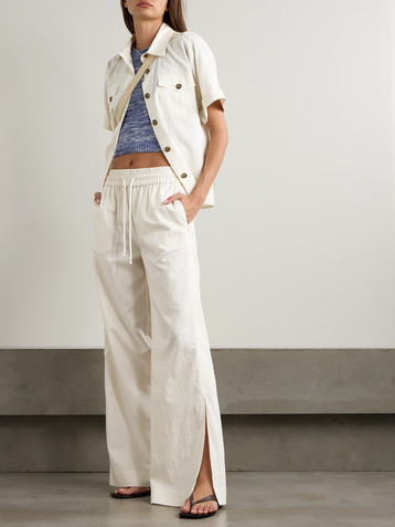 FRAME Lounge cotton-blend wide-leg pants