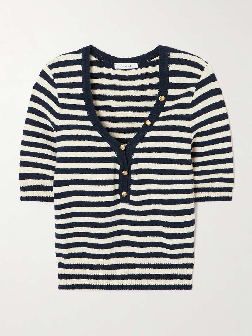 Frame Femme Mariner Striped Cotton-blend Sweater - x large