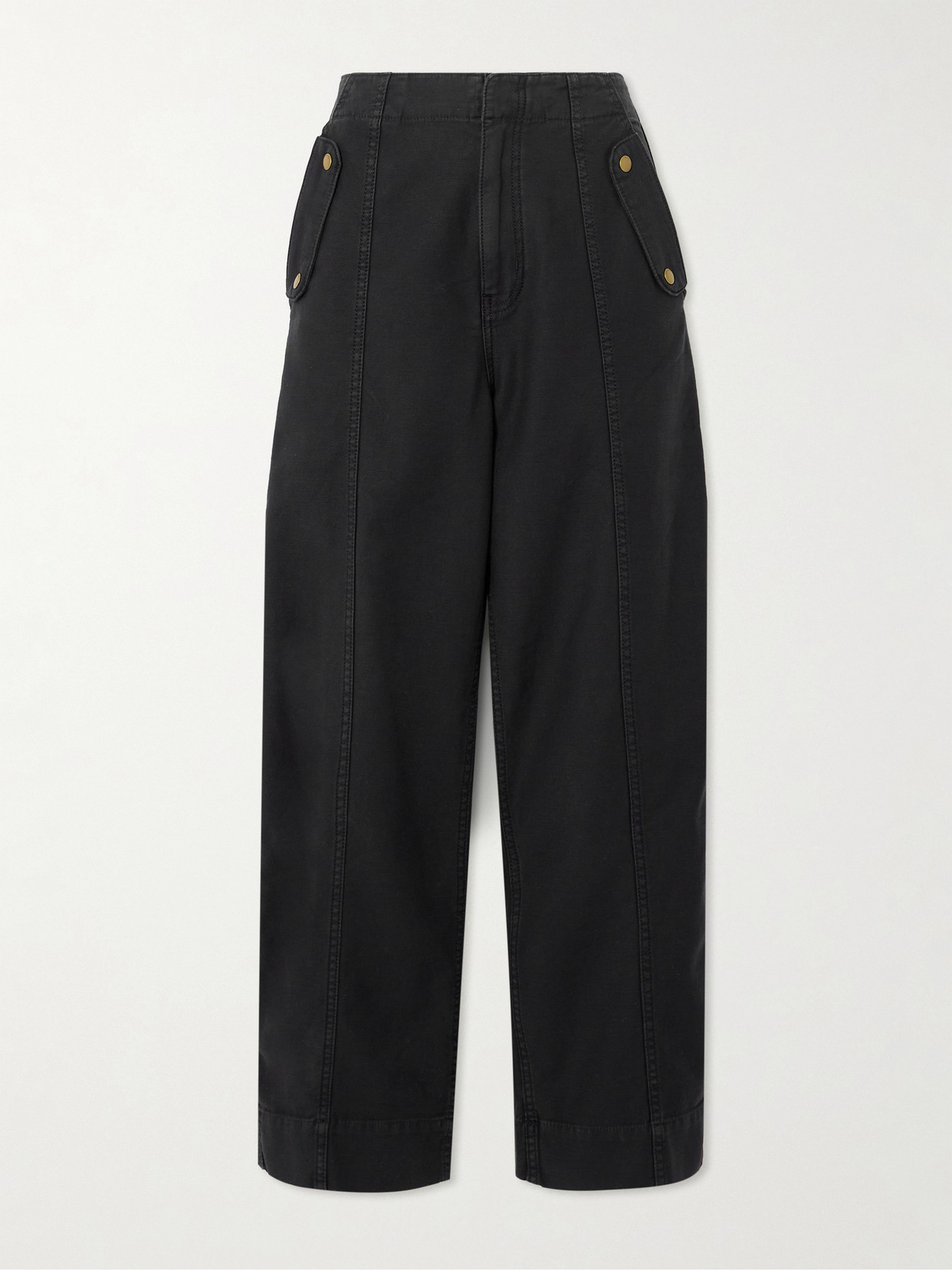 FRAME - Utility Barrel Cotton-canvas Wide-leg Pants - Black