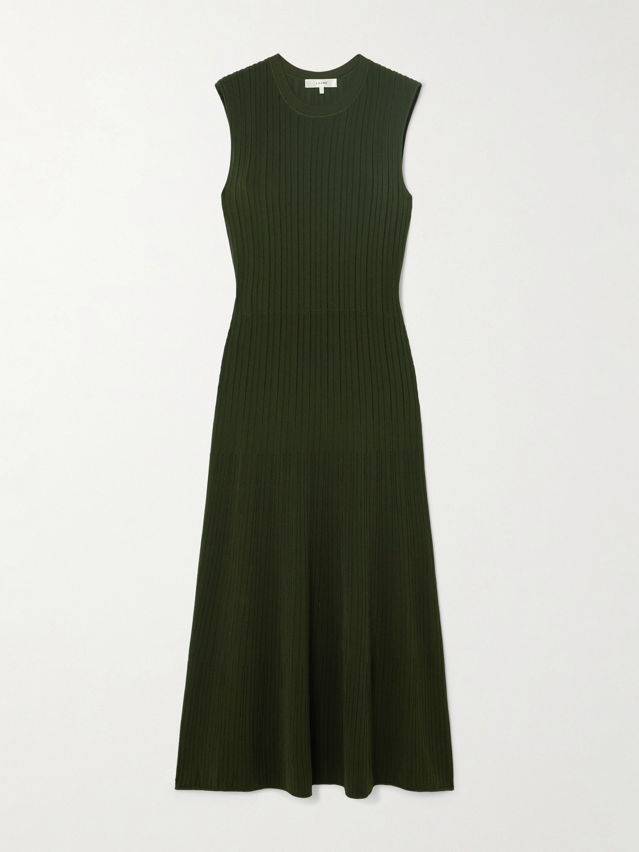 FRAME - Ribbed-knit Midi Dress - Green