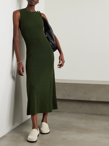 FRAME Ribbed-knit midi dress