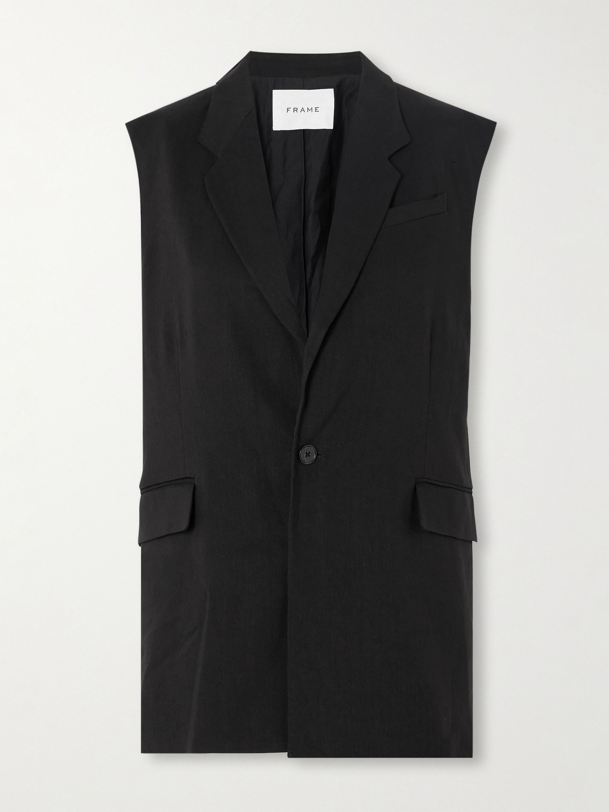 FRAME - Oversized Organic Linen-blend Vest - Black