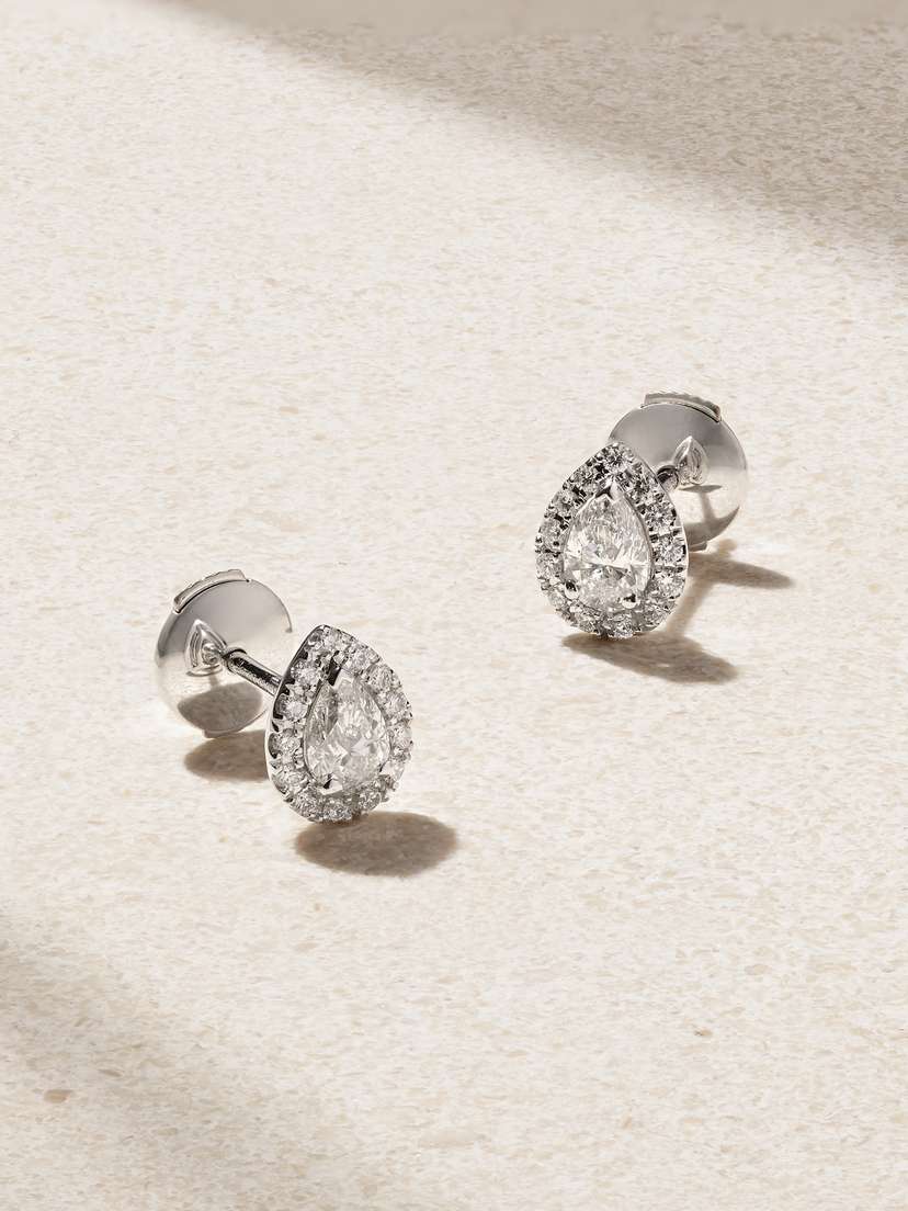 De Beers Aura 18-karat White Gold Diamond Earrings