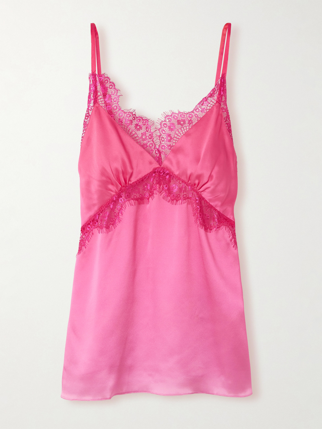 Dodo Bar Or Shuki Lace-trimmed Silk-satin Camisole In Pink
