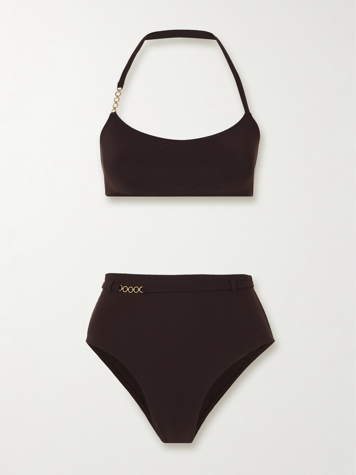 Lido Sessantacinque Chain-embellished Halterneck Bikini In Brown