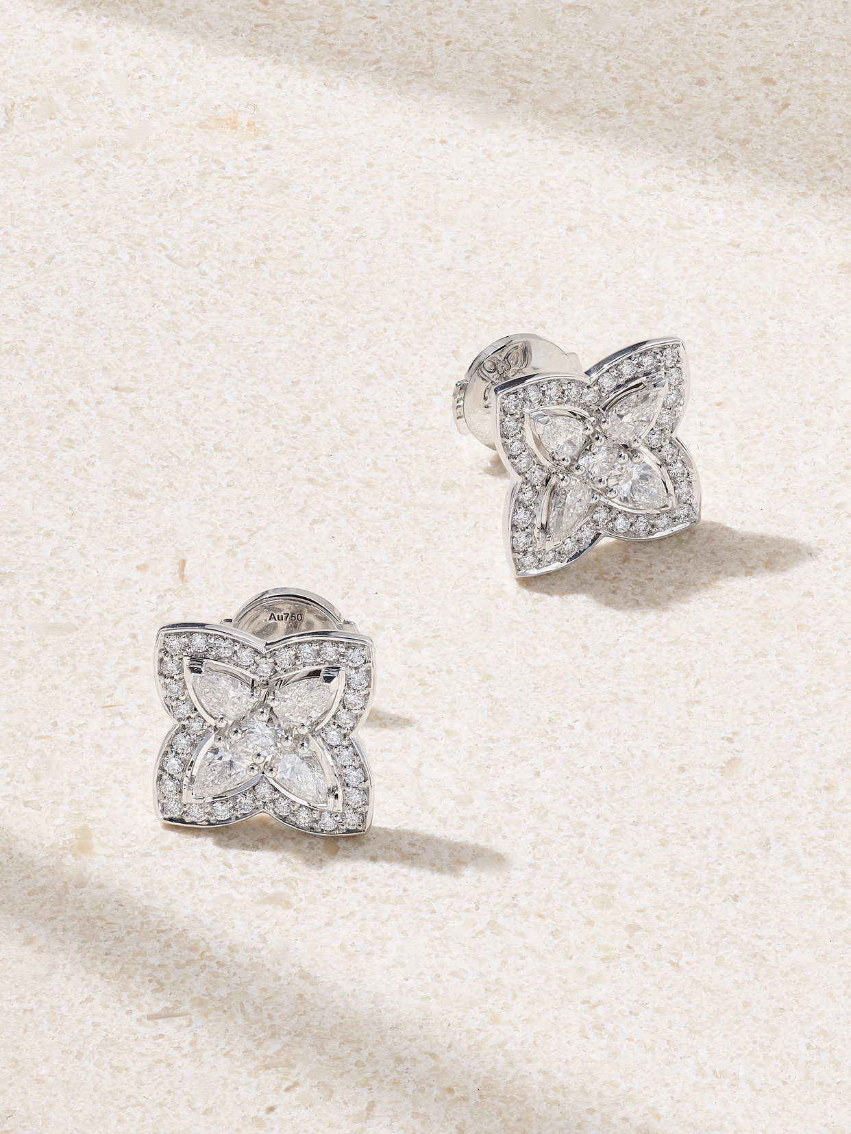 De Beers Enchanted Lotus 18-karat White Gold Diamond Earrings