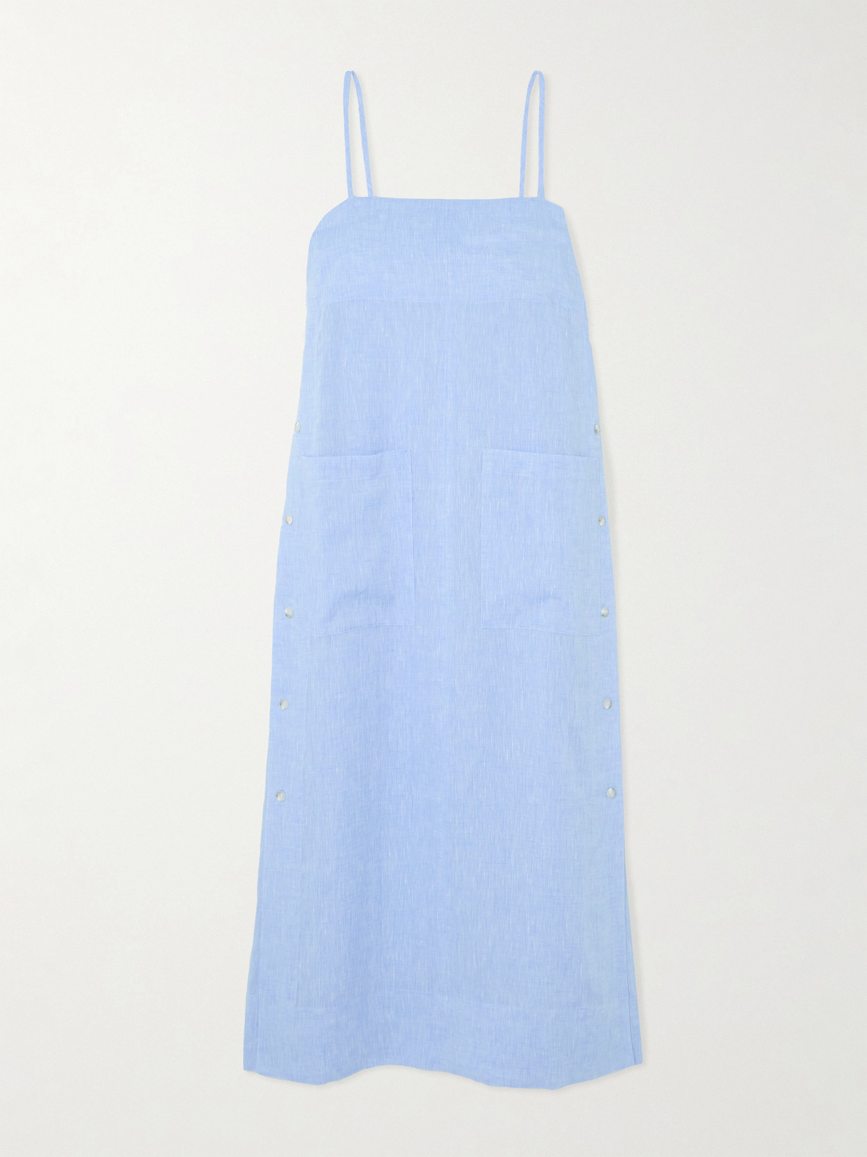 Bondi Born Nikko Organic Linen Midi Dress In Blue