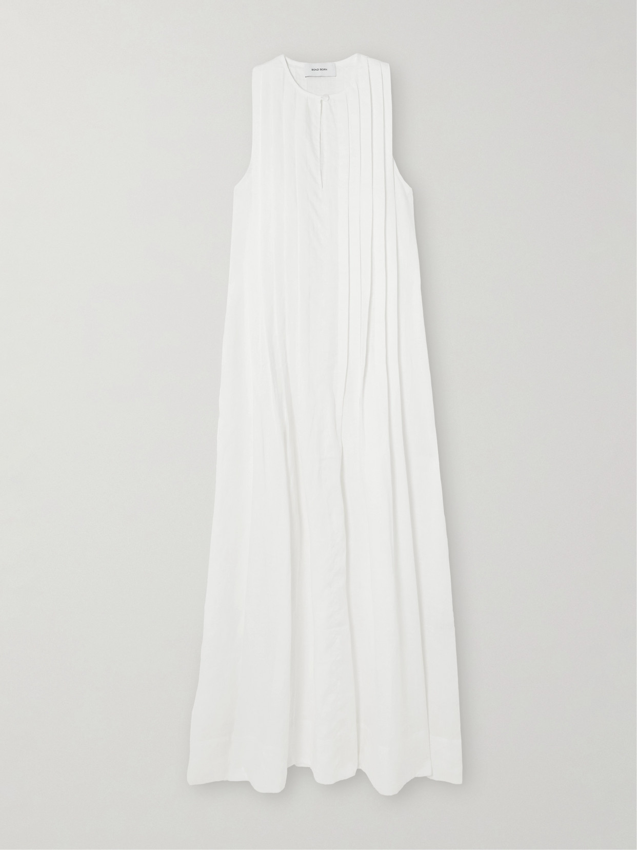 Bondi Born Nikko Pleated Organic Linen Maxi Dress In White