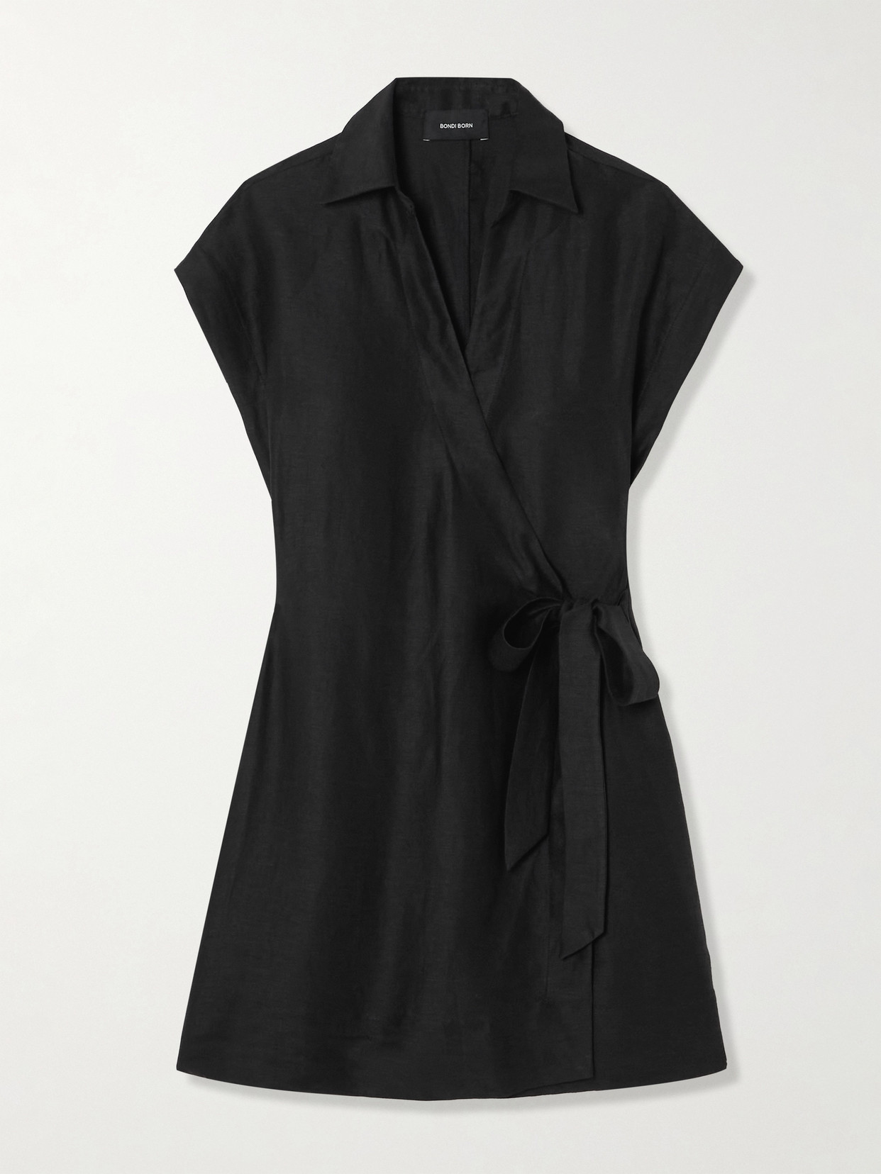 Bondi Born Arita Twill Mini Wrap Dress In Black