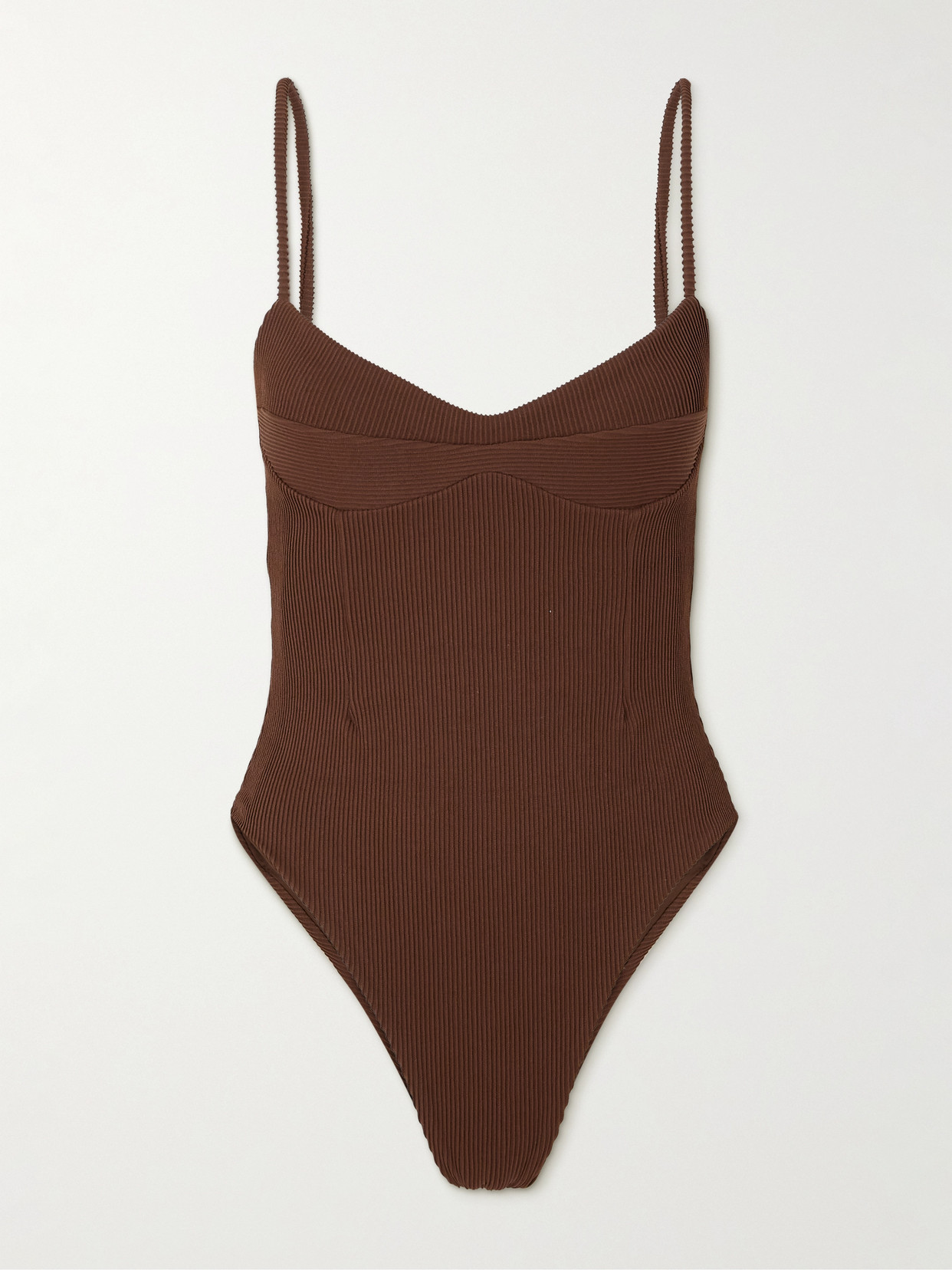 Haight Monica Ribbed Swimsuit In Brown