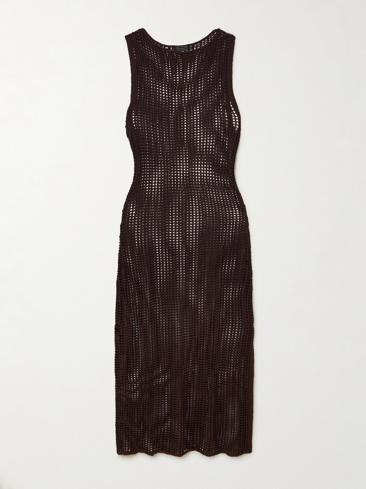 Haight Luciana Open-knit Midi Dress In Brown