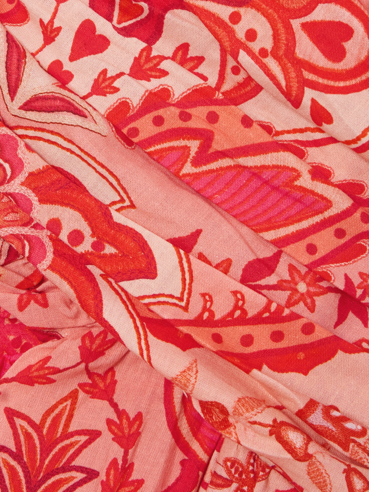 Farm Rio Jaipur Crossover Linen Blend Maxi Sundress In Red