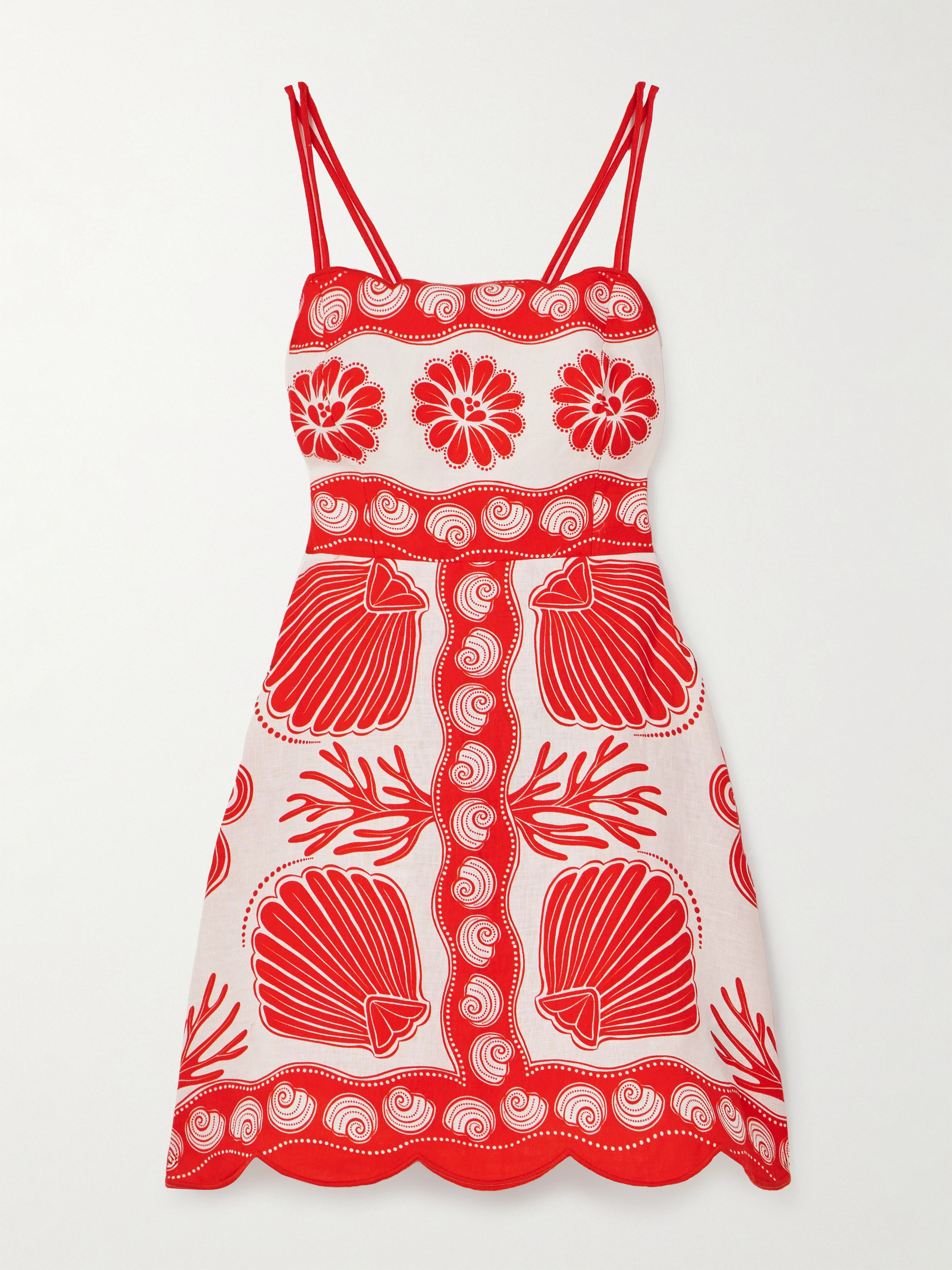 FARM Rio Ainika scalloped printed linen mini dress thumbnail