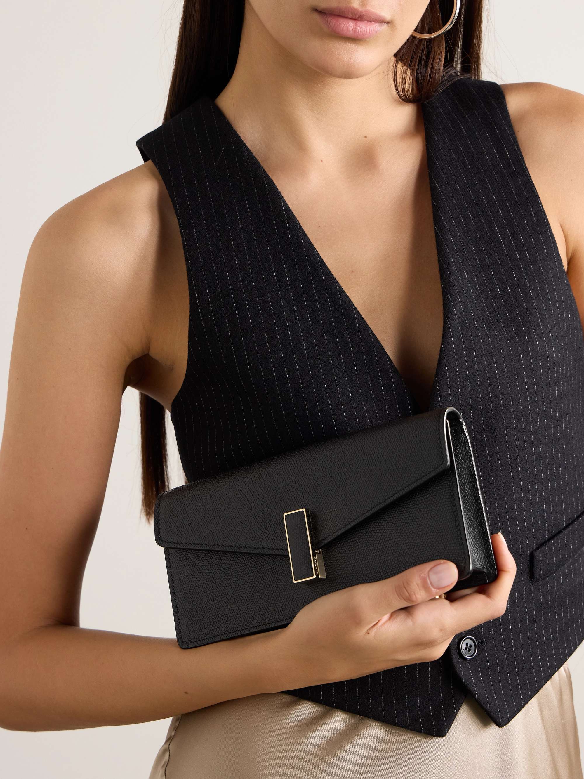 VALEXTRA Iside textured-leather clutch
