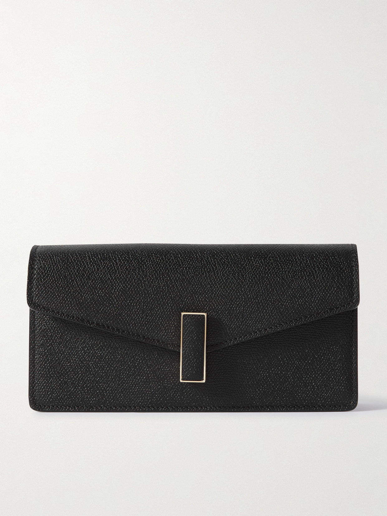 Valextra Iside Textured-leather Clutch In Black