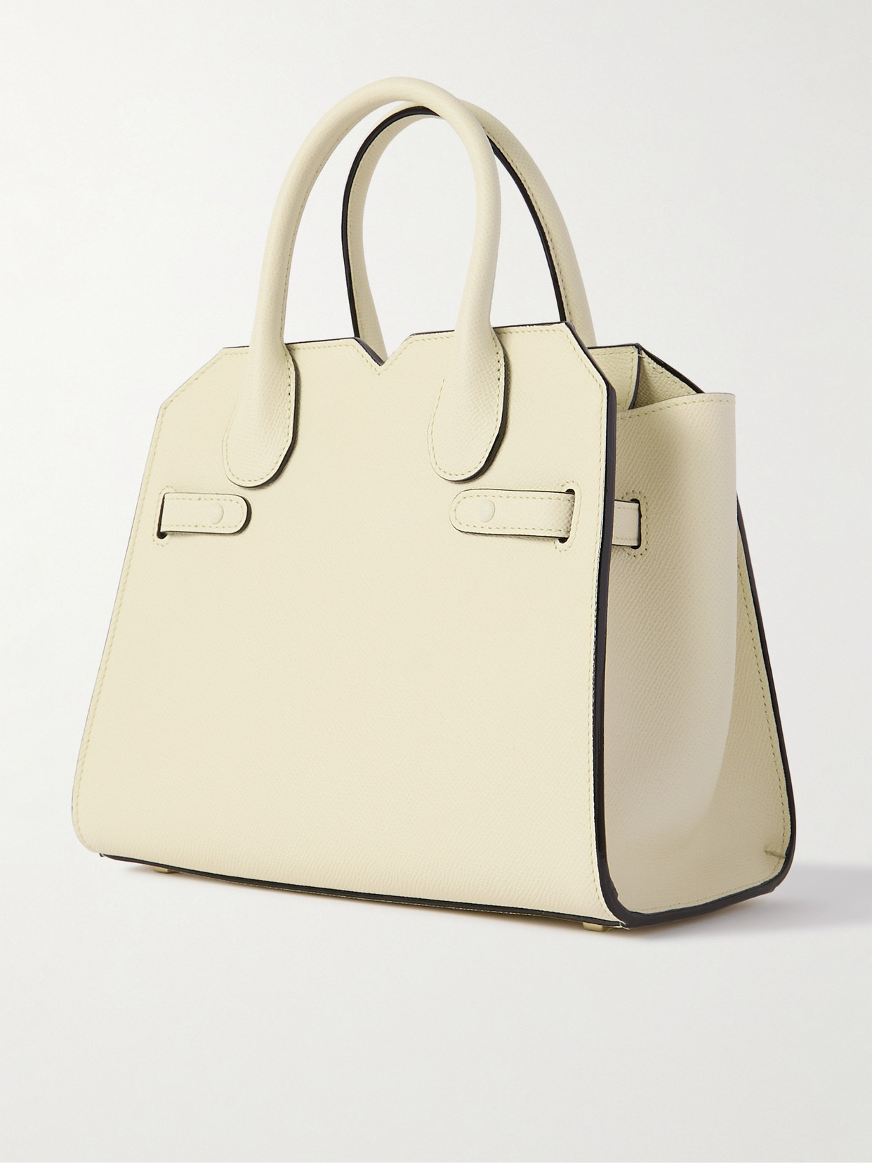Valextra Milano Mini Textured-leather Tote In Cream