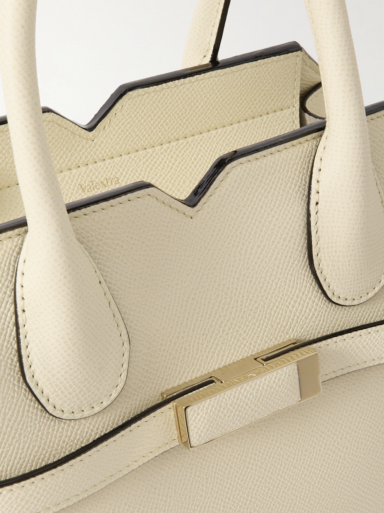 Valextra Milano Mini Textured-leather Tote In Cream