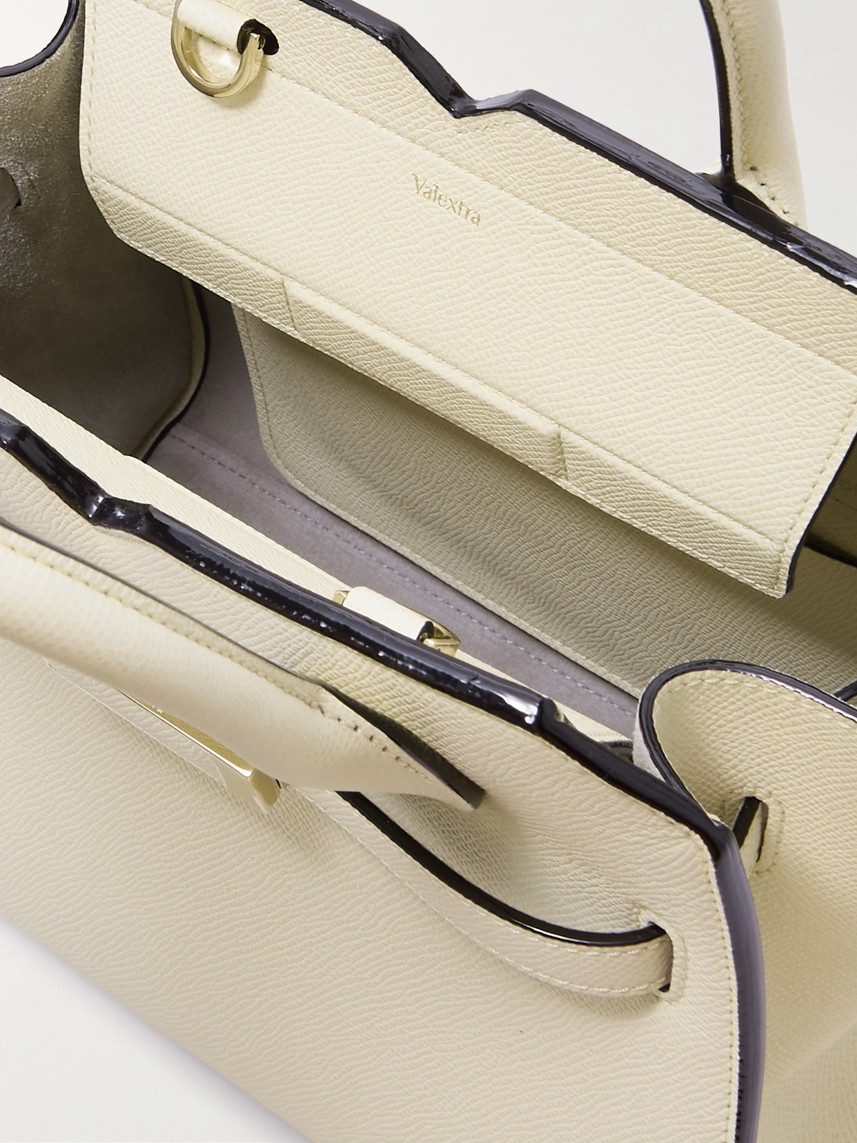 Valextra Milano Mini Textured-leather Tote In Cream