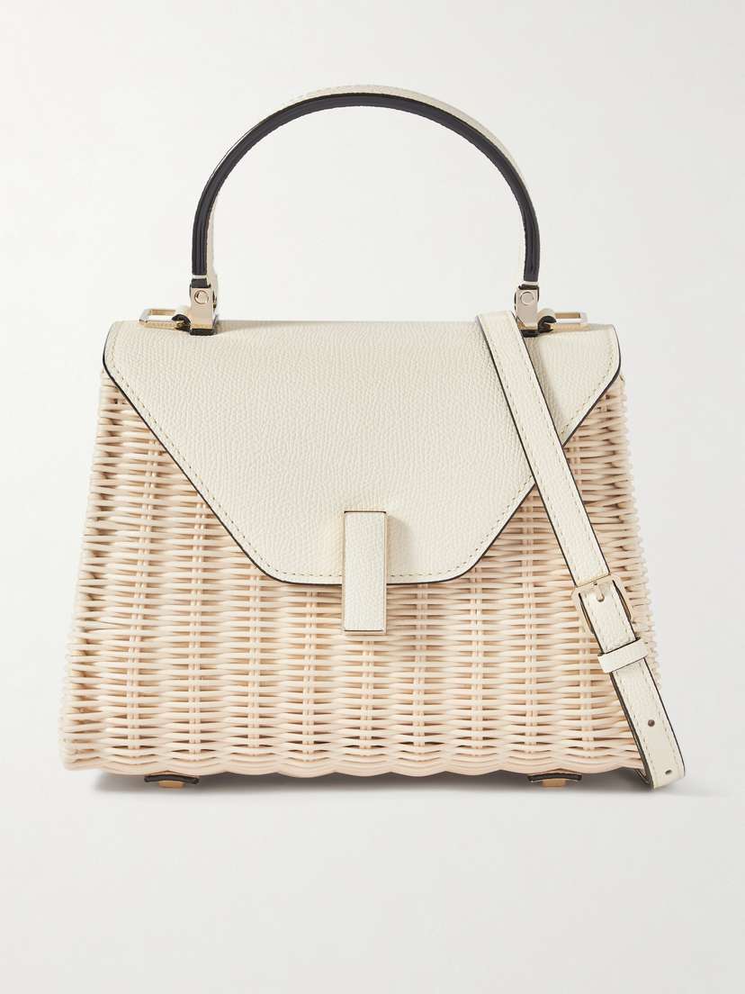 Valextra Iside Mini Leather-trimmed Rattan Tote