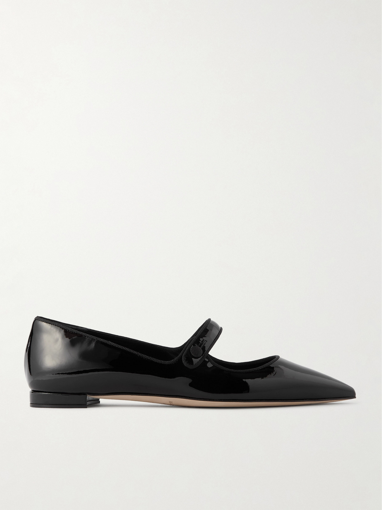 Manolo Blahnik Campari Grosgrain-trimmed Patent-leather Ballet Flats In Black