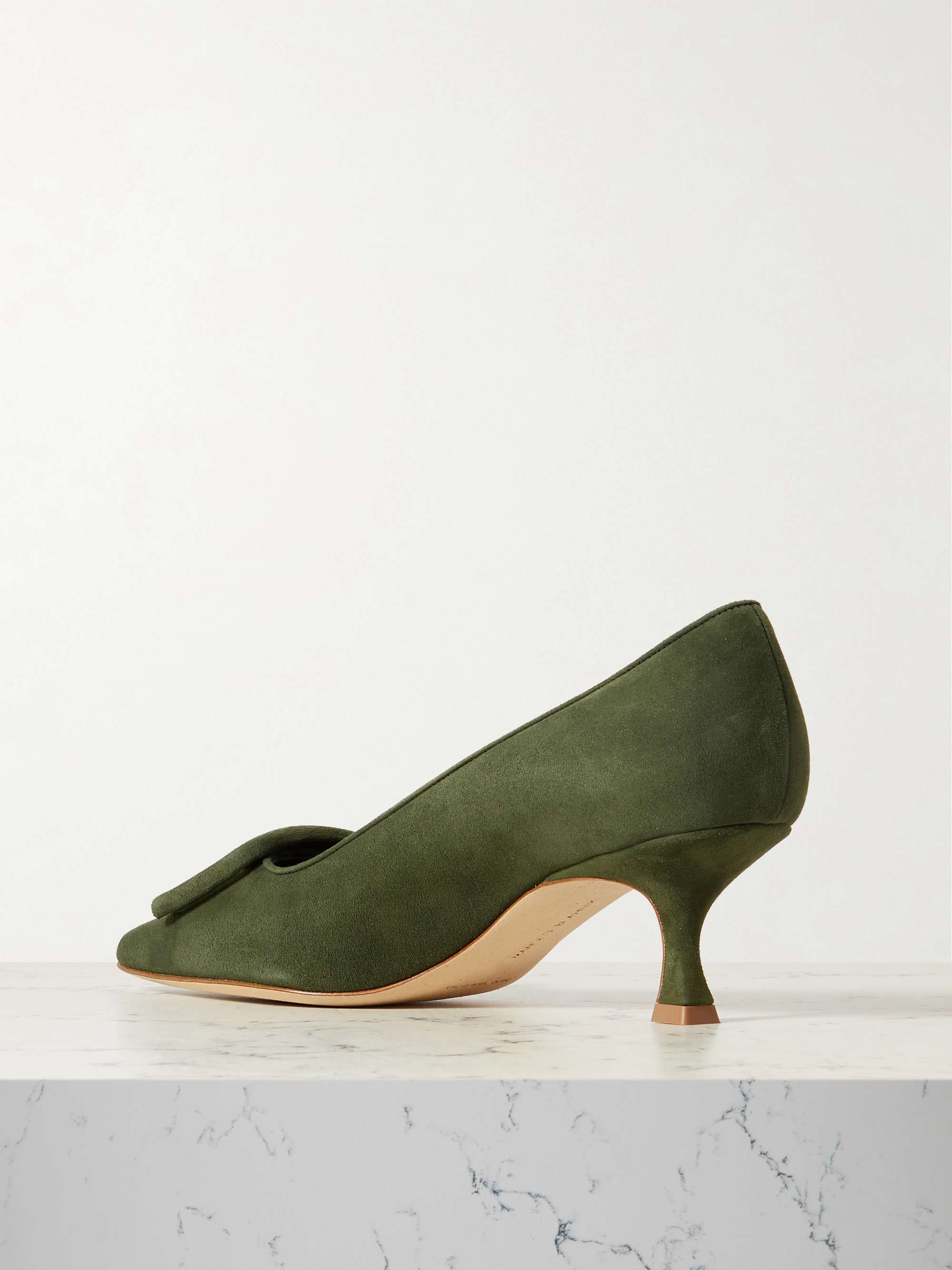 MANOLO BLAHNIK Maysale 50 buckled suede pumps
