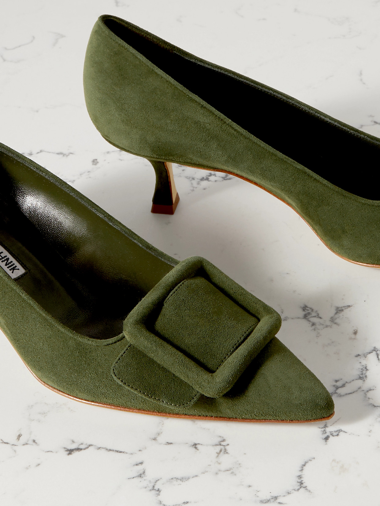 Maysale 50 Buckled Suede Pumps