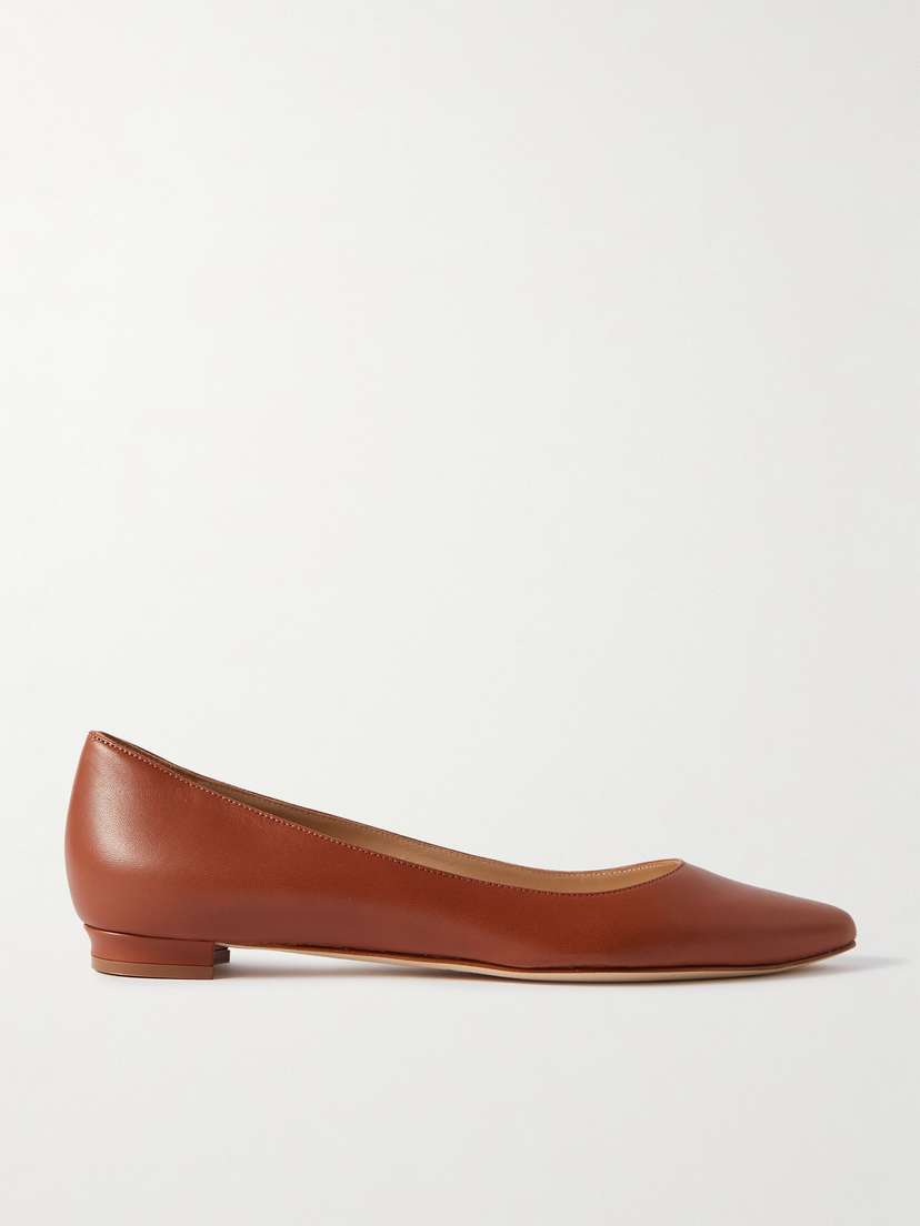 Manolo Blahnik Bb 10 Leather Point-toe Flats